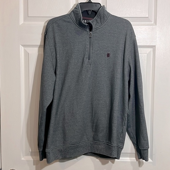 IZOD Advantage Performance Stretch 1/4 Zip Fleece Gray Pullover - Size Large - Picture 1 of 6